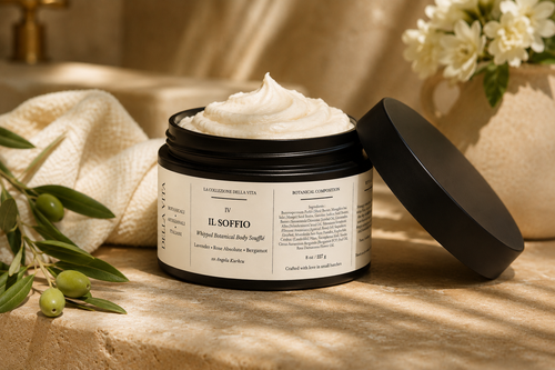 IL SOFFIO Whipped Botanical Body Soufflé – open jar showing whipped texture